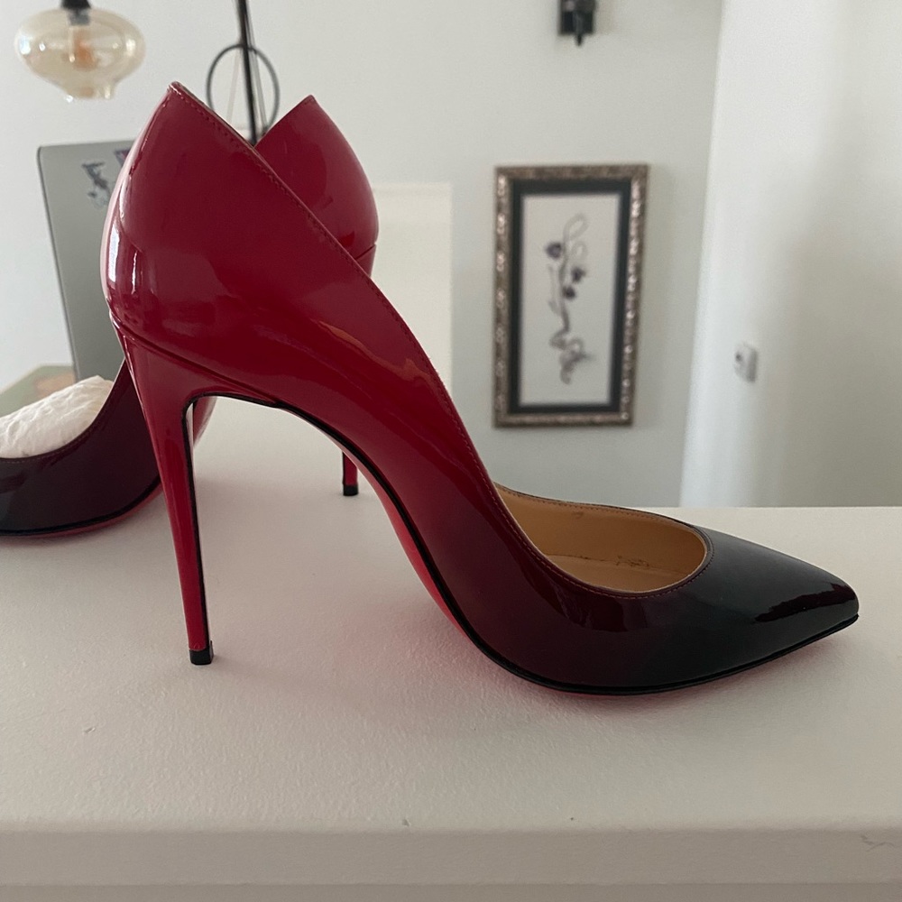Christian Louboutin Black/Red Patent Leather Pigalle 100mm - Size 37